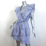 Veronica Beard Mahita Striped Ruffle Dress Blue/White Cotton Size 12