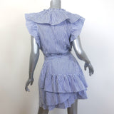 Veronica Beard Mahita Striped Ruffle Dress Blue/White Cotton Size 12