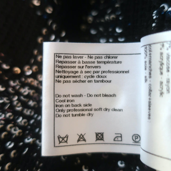 Chanel 17A Sequined Knit Short Sleeve Tunic Mini Dress Black Size 38