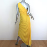 A.L.C. Delfina Pleated One-Shoulder Cutout Midi Dress Yellow Size 4 NEW