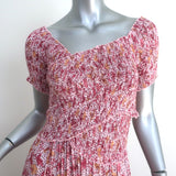 Poupette St. Barth Soledad Smocked Maxi Dress Pink Floral Print Small