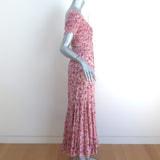 Poupette St. Barth Soledad Smocked Maxi Dress Pink Floral Print Small