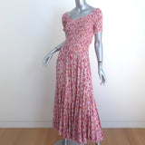 Poupette St. Barth Soledad Smocked Maxi Dress Pink Floral Print Small