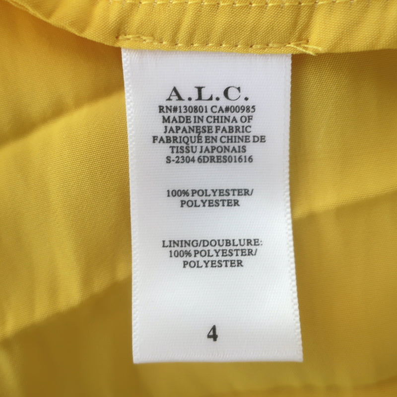 A.L.C. Delfina Pleated One-Shoulder Cutout Midi Dress Yellow Size 4 NEW