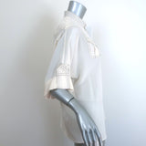 Zimmermann Contrast-Stitch Shirt Cream Silk Size 3 Short Sleeve Blouse