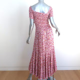 Poupette St. Barth Soledad Smocked Maxi Dress Pink Floral Print Small