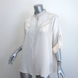 Zimmermann Contrast-Stitch Shirt Cream Silk Size 3 Short Sleeve Blouse