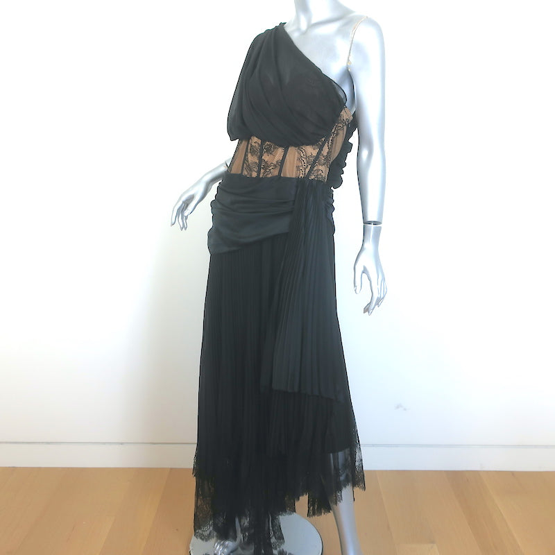 Jonathan Simkhai Maude Lace Asymmetric Midi Dress Black Size 14