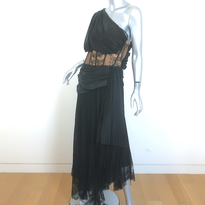Jonathan Simkhai Maude Lace Asymmetric Midi Dress Black Size 14
