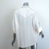 Zimmermann Contrast-Stitch Shirt Cream Silk Size 3 Short Sleeve Blouse
