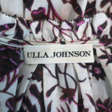Ulla Johnson Asis Midi Dress Fuchsia/Cream Patchwork Print Cotton-Silk Size 4