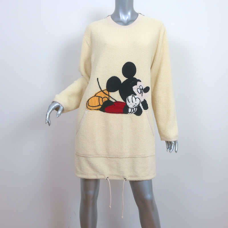 Gucci x Disney Mickey Mouse Terry Cloth Sweatshirt Dress Light Yellow Size Small