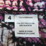 Ulla Johnson Asis Midi Dress Fuchsia/Cream Patchwork Print Cotton-Silk Size 4