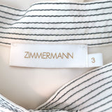 Zimmermann Contrast-Stitch Shirt Cream Silk Size 3 Short Sleeve Blouse