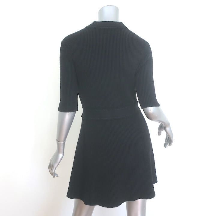 Maje Rimosala Ribbed Knit Mini Dress Black Size 36 NEW