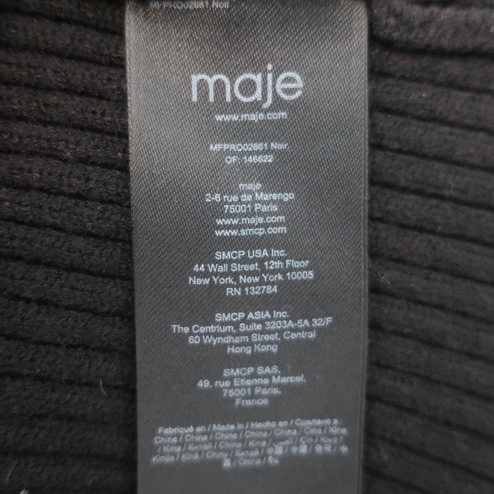 Maje Rimosala Ribbed Knit Mini Dress Black Size 36 NEW