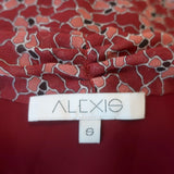 Alexis Tie-Neck Mini Dress Elida Red Printed Silk Size Small Bell Sleeve