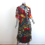Akris Punto Tiered Midi Dress Butterfly Print Georgette Size US 12 NEW