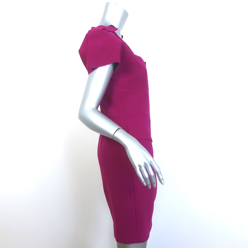 Roland Mouret Myrtha Folded Sheath Dress Fuchsia Wool Crepe Size US 8 Roland Mouret Myrtha Folded Sheath Dress Fuchsia Wool Crepe Size US 8