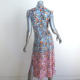 SALONI Button-Front Belted Midi Dress Floral Print Silk Size US 2