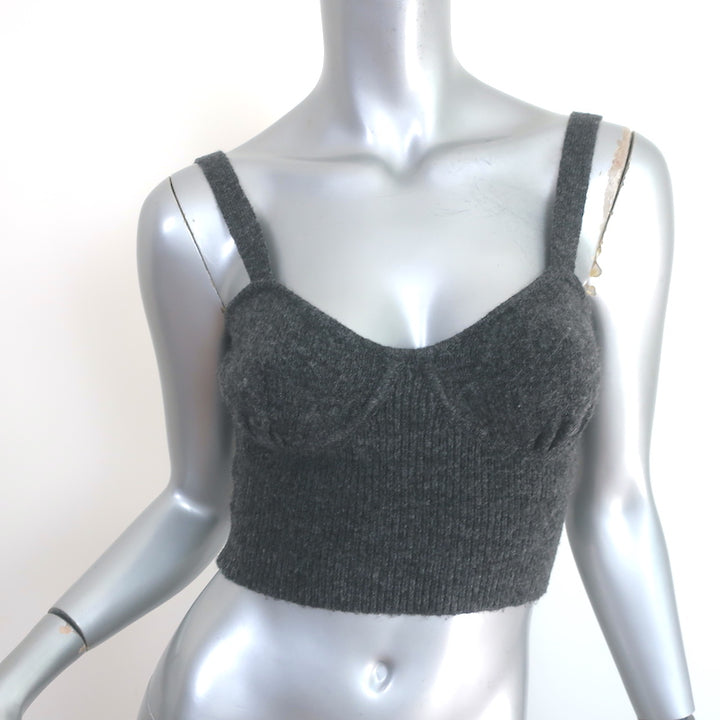Mango Sweater Set Gray Wool-Blend Size Extra Small/Small Cardigan &amp; Crop Top