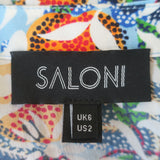 SALONI Button-Front Belted Midi Dress Floral Print Silk Size US 2