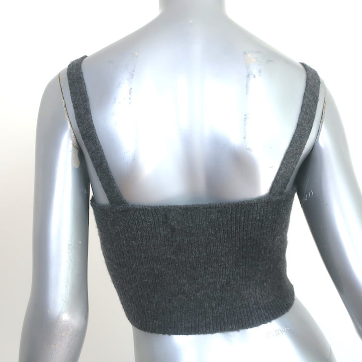 Mango Sweater Set Gray Wool-Blend Size Extra Small/Small Cardigan &amp; Crop Top