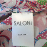 SALONI Button-Front Belted Midi Dress Floral Print Silk Size US 2