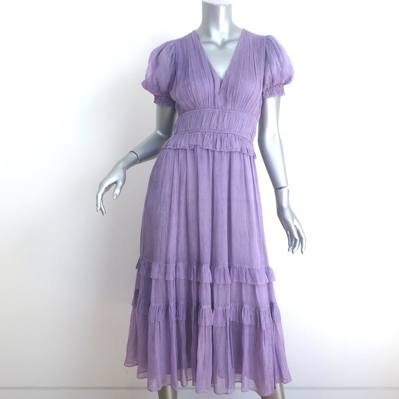 Ulla Johnson Elodie Midi Dress Lavender Pleated Silk Chiffon Size 0 Celebrity Owned Ulla Johnson Elodie Midi Dress Lavender Pleated Silk Chiffon Size 0 Celebrity Owned