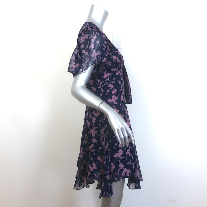 Cinq a Sept Annali Mini Dress Purple Floral Print Chiffon Size 8