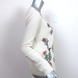 Christian Dior Floral-Embroidered Cashmere Sweater Cream Size 42