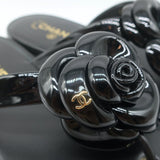 Chanel Camellia Jelly Thong Sandals Black Size 38