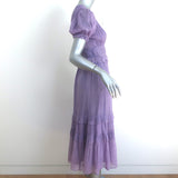 Ulla Johnson Elodie Midi Dress Lavender Pleated Silk Chiffon Size 0