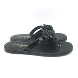 Chanel Camellia Jelly Thong Sandals Black Size 38