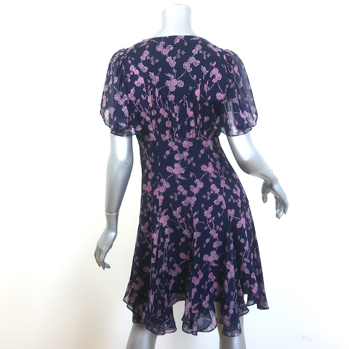 Cinq a Sept Annali Mini Dress Purple Floral Print Chiffon Size 8