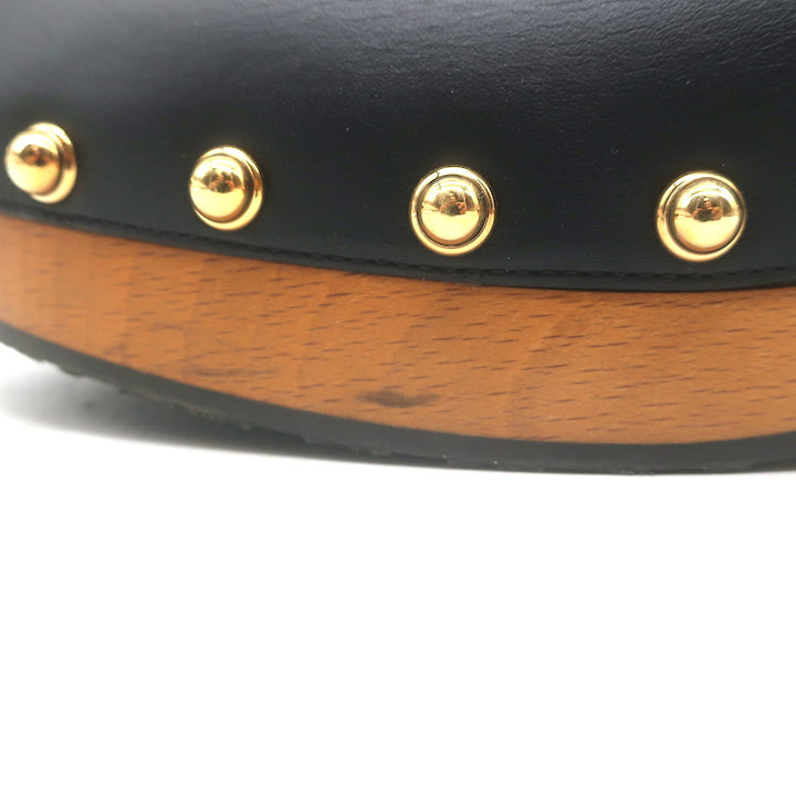 Gucci Bamboo-Bit Studded Clogs Black Leather Size 40