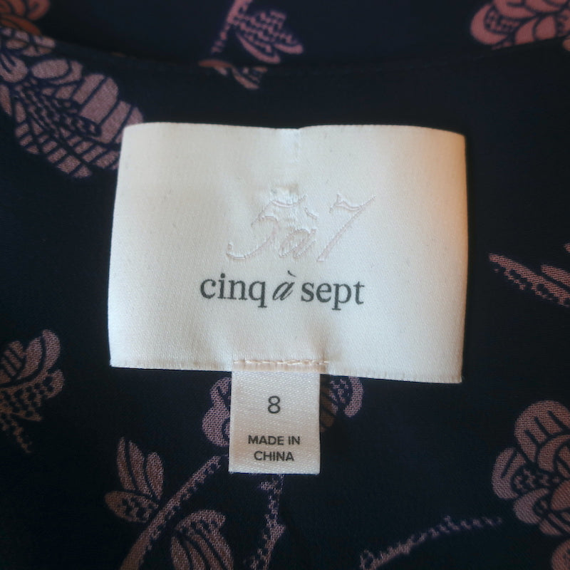 Cinq a Sept Annali Mini Dress Purple Floral Print Chiffon Size 8