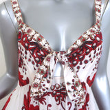 Camilla Crown of Thorns Tie-Front Dress White/Red Floral Print Size Extra Small