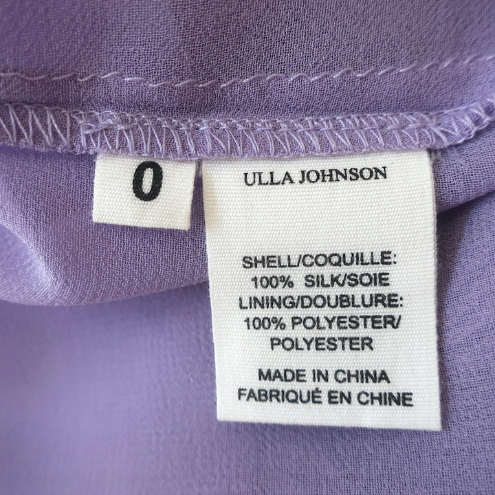 Ulla Johnson Elodie Midi Dress Lavender Pleated Silk Chiffon Size 0