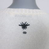 Christian Dior Floral-Embroidered Cashmere Sweater Cream Size 42