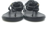 Chanel Camellia Jelly Thong Sandals Black Size 38