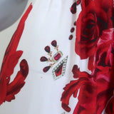 Camilla Crown of Thorns Tie-Front Dress White/Red Floral Print Size Extra Small