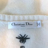 Christian Dior Floral-Embroidered Cashmere Sweater Cream Size 42