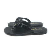 Chanel Camellia Jelly Thong Sandals Black Size 38
