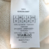 Christian Dior Floral-Embroidered Cashmere Sweater Cream Size 42