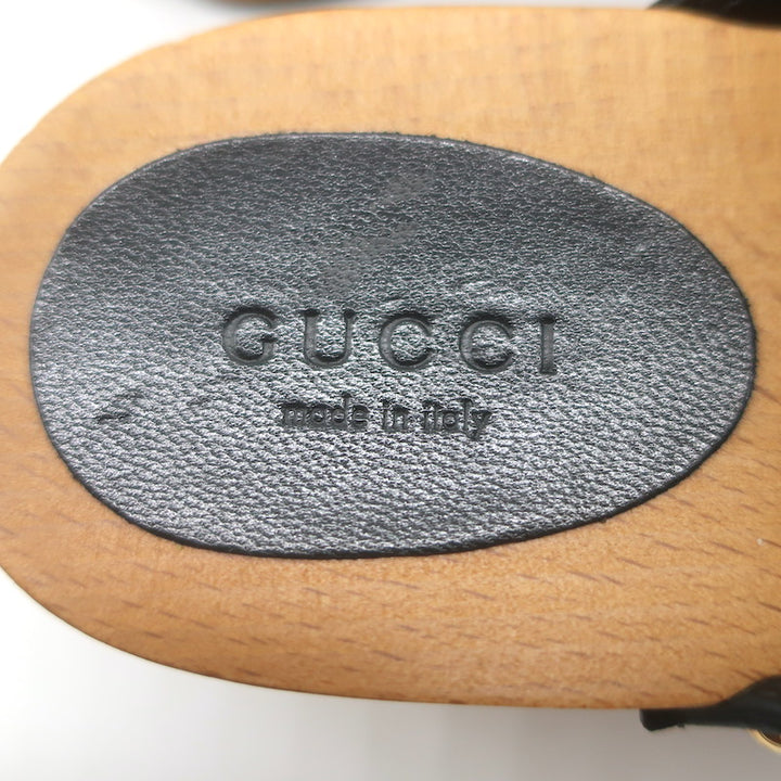 Gucci Bamboo-Bit Studded Clogs Black Leather Size 40