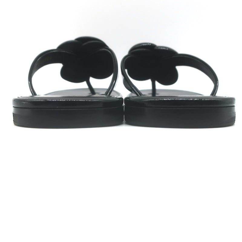 Chanel Camellia Jelly Thong Sandals Black Size 38