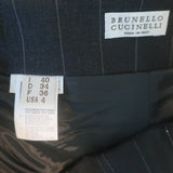 Brunello Cucinelli Monili Pinstripe Maxi Skirt Charcoal Stretch Wool Size US 4