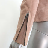 AllSaints Dalby Suede Biker Jacket Powder Pink Size US 6
