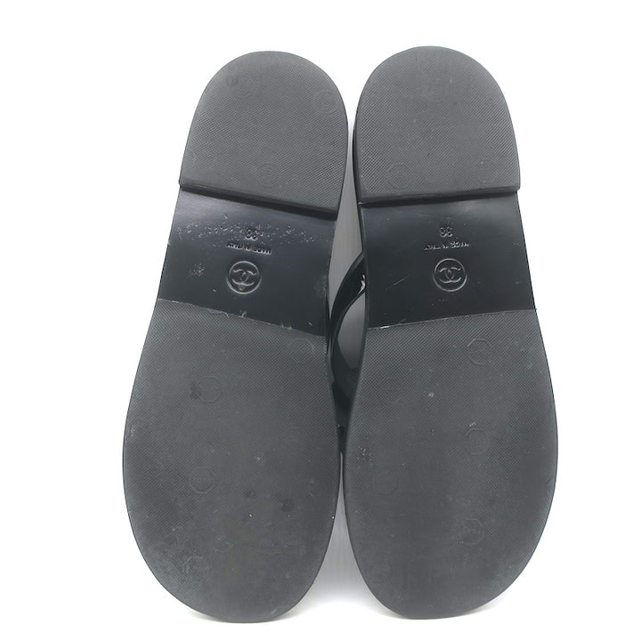 Chanel Camellia Jelly Thong Sandals Black Size 38